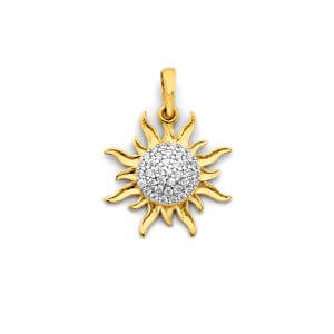 14K 2T CZ Sun Pendant