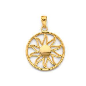 14KY Round Sun Pendant