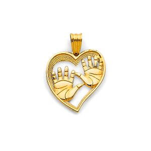 14KY Heart Hand Prints Pendant