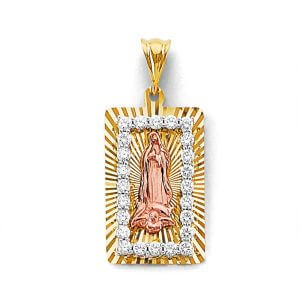 14K 3C Stamp Guadalupe Pendant