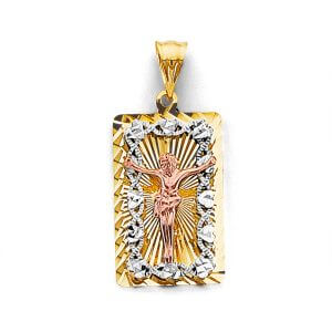 14K 3C Stamp Jesus Christ Pendant