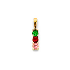 14KY CZ 3 Stone Month Pendant