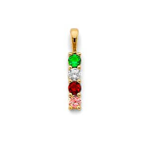 14KY CZ 4 Stone Month Pendant