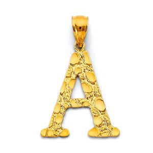 14KY Initial Nugget Pendant