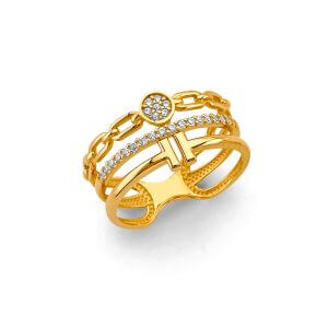 14KY 3 Line Fancy CZ Ring