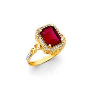 14KY Fancy Red CZ Ring