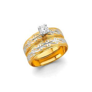 14K 2T Ladies CZ Engagement Ring