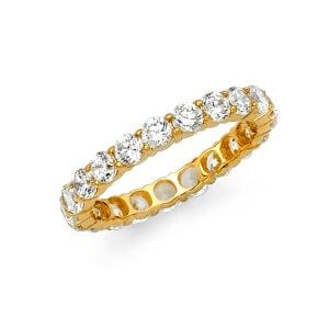 14KY Round CZ Eternity Prong Set Band