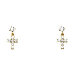 14KY Cross CZ Stud Earrings (ST341)