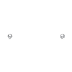 14K 3mm White Rhodium Plated Ball Post Earrings with Puch Back