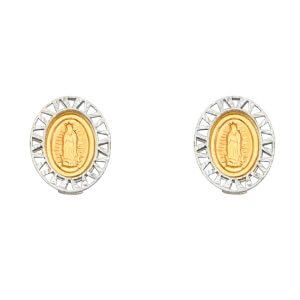 14K 2T Oval Guadlupe Earrings with Silicone Back