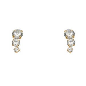 14KY 3 CZ Earrings with Screw Back