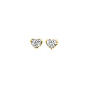 14KY CZ Heart Button Earrings with Screw Back