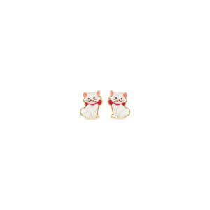 14KY Enamel Cat Earrings with Screw Back